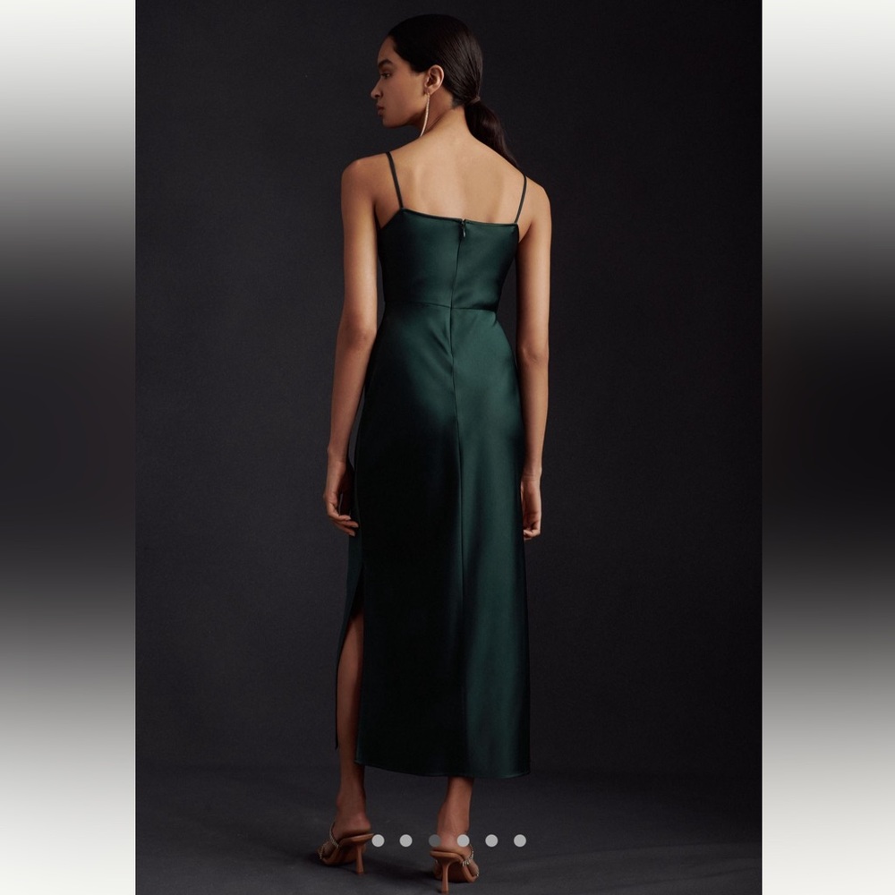 BHLDN Emerald Satin Midi Dress